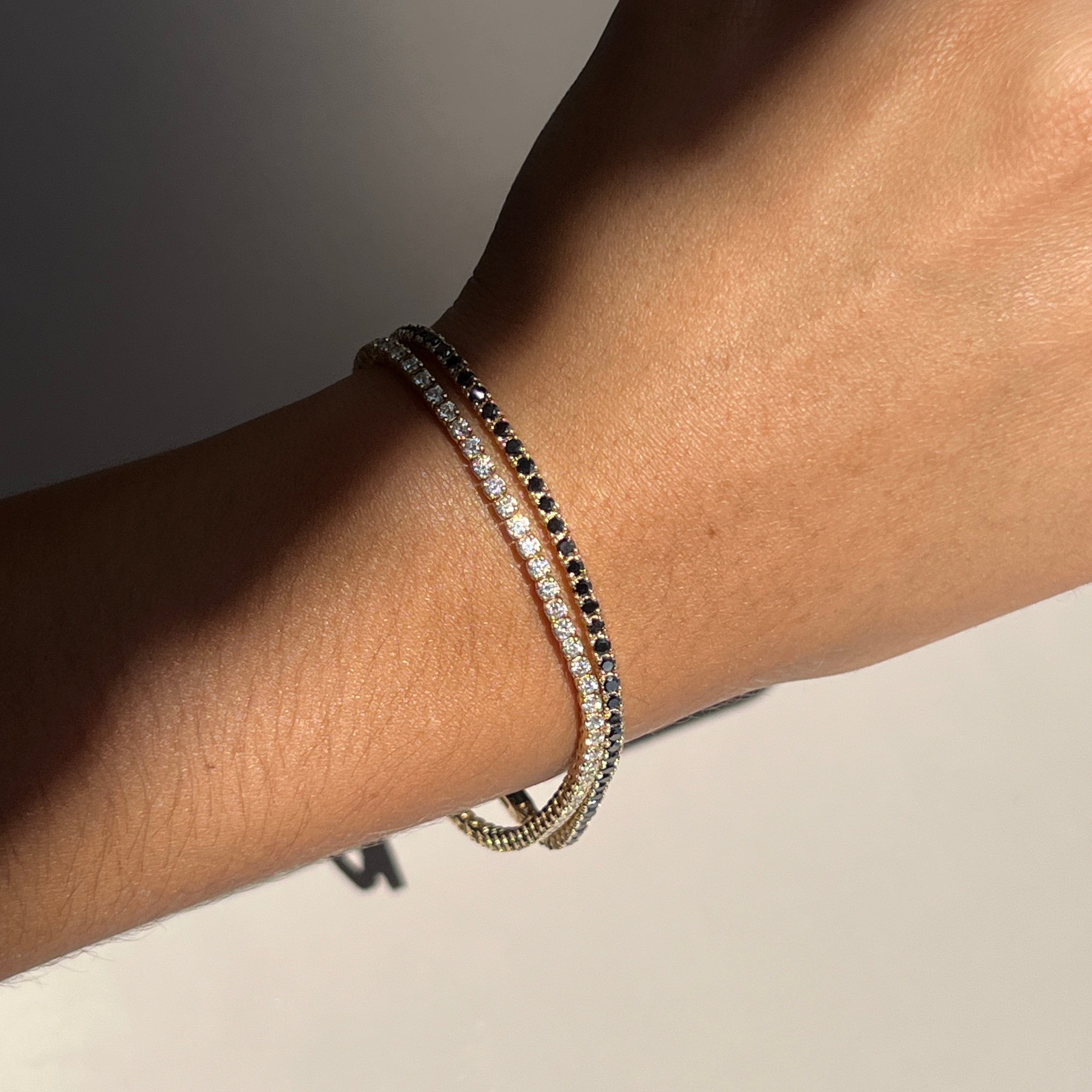 2.78tcw Black Diamond Tennis Bracelet [on wrist]