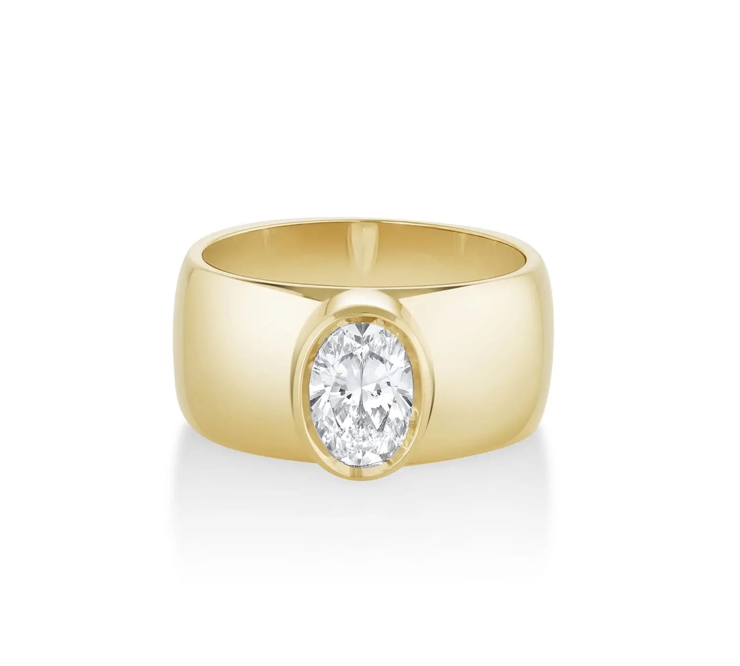 Marrow Fine Jewelry Harlow White Diamond Bezel Set Cigar Engagement Ring [Yellow Gold]