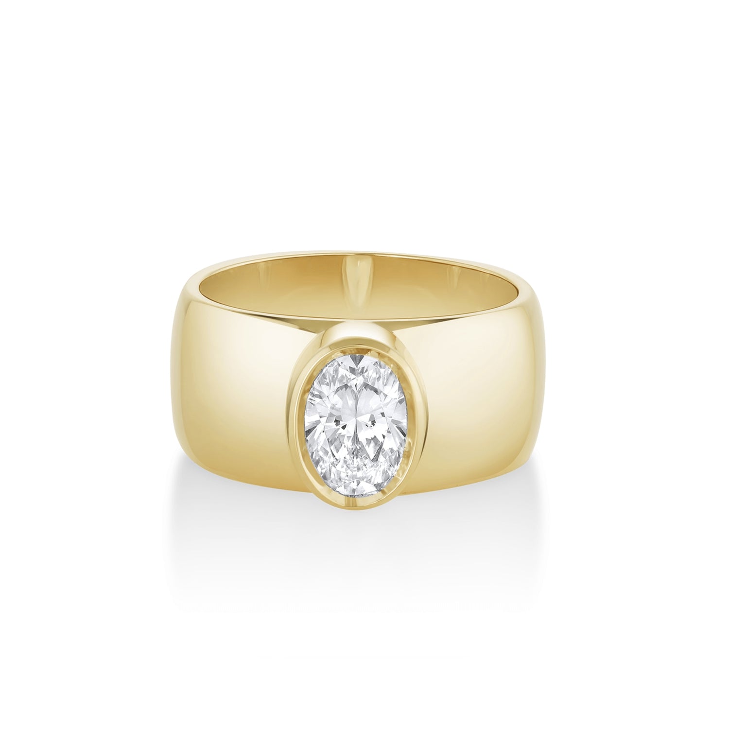 Marrow Fine Jewelry Harlow White Diamond Bezel Set Cigar Engagement Ring [Yellow Gold]