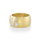 Marrow Fine Jewelry White Diamond Mixed Shapes Chunky Brushed Metal Solid Gold Cigar Band Ring [Yellow Gold] Side