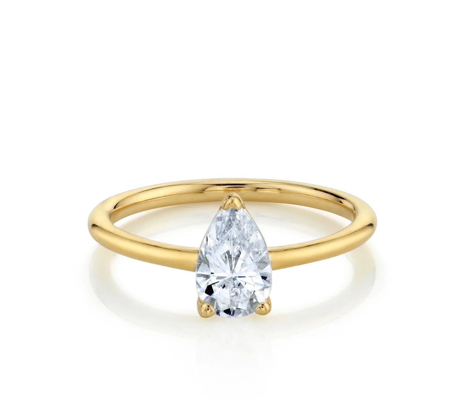 Marrow Fine Jewelry White Diamond Pear Solitaire Engagement Ring [Yellow Gold]