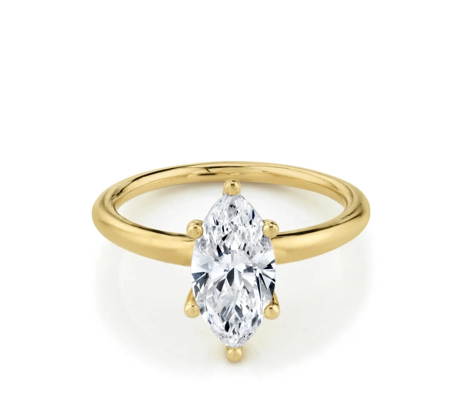 Marrow Fine Jewelry White Diamond Marquise Solid Gold Engagement Ring With Bead Prongs [Yellow Gold]