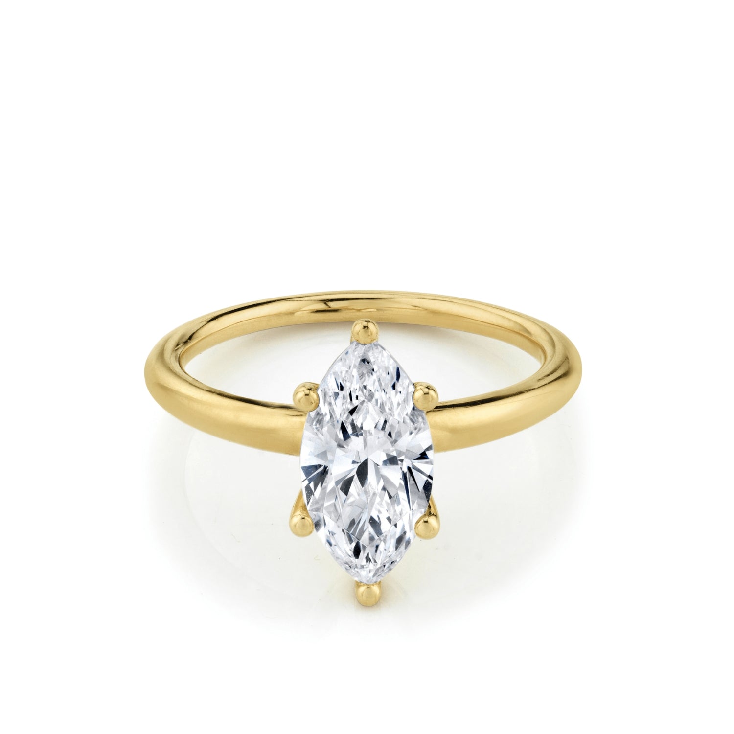Marrow Fine Jewelry White Diamond Marquise Solid Gold Engagement Ring With Bead Prongs [Yellow Gold]