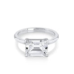 Marrow Fine Jewelry East/west Set White Diamond Emerald Cut Engagement Ring With Bead Prongs [White Gold]