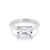 Marrow Fine Jewelry East/west Set White Diamond Emerald Cut Engagement Ring With Bead Prongs [White Gold]