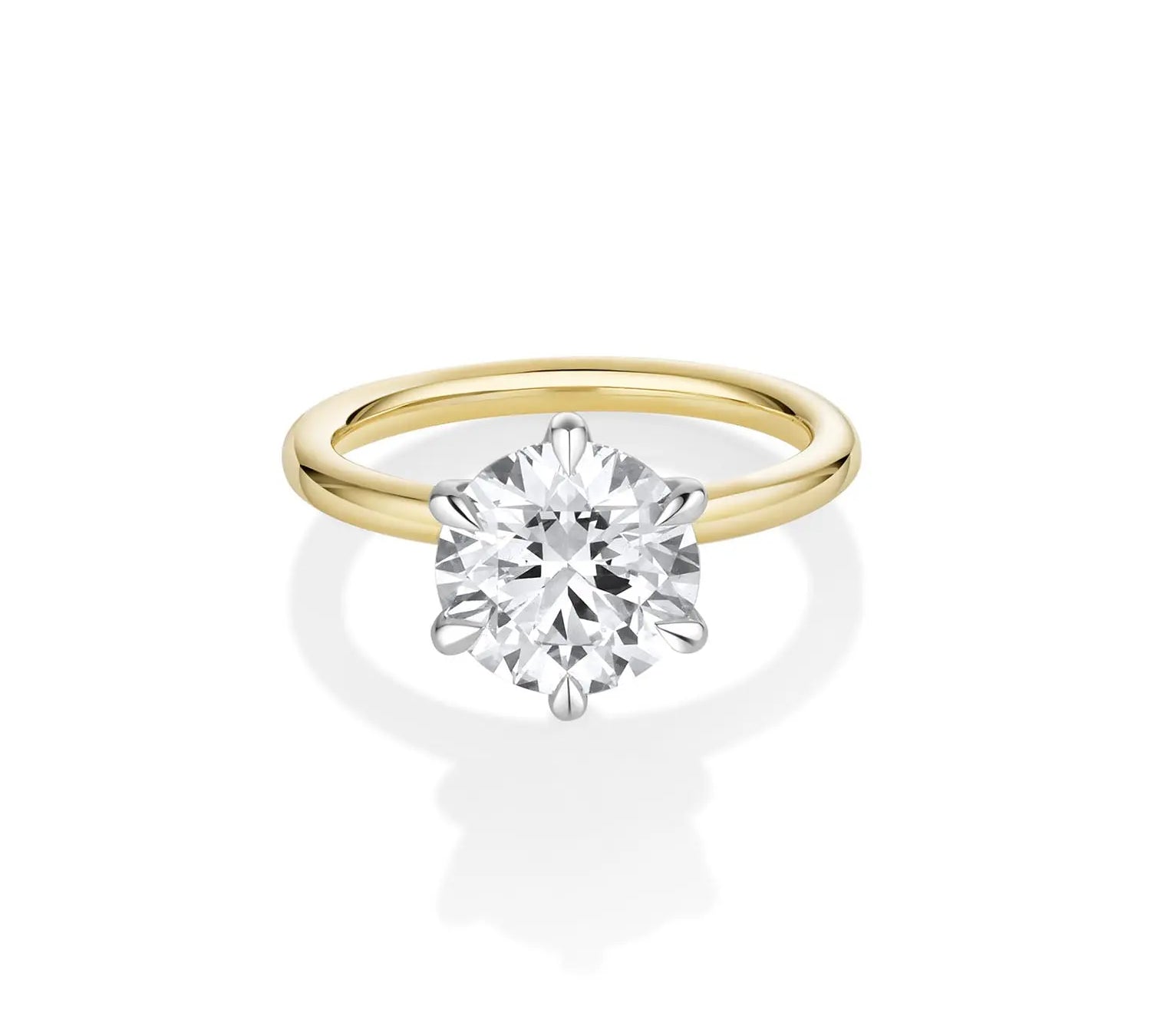 3.01ct Lab-Created Camille Round Brilliant Solitaire Engagement Ring, front view [Yellow Gold]