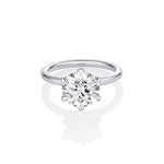 The Camille Round Brilliant Solitaire Engagement Ring – six-prong round diamond in white gold or platinum, by Marrow Fine
