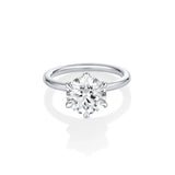 The Camille Round Brilliant Solitaire Engagement Ring – six-prong round diamond in white gold or platinum, by Marrow Fine