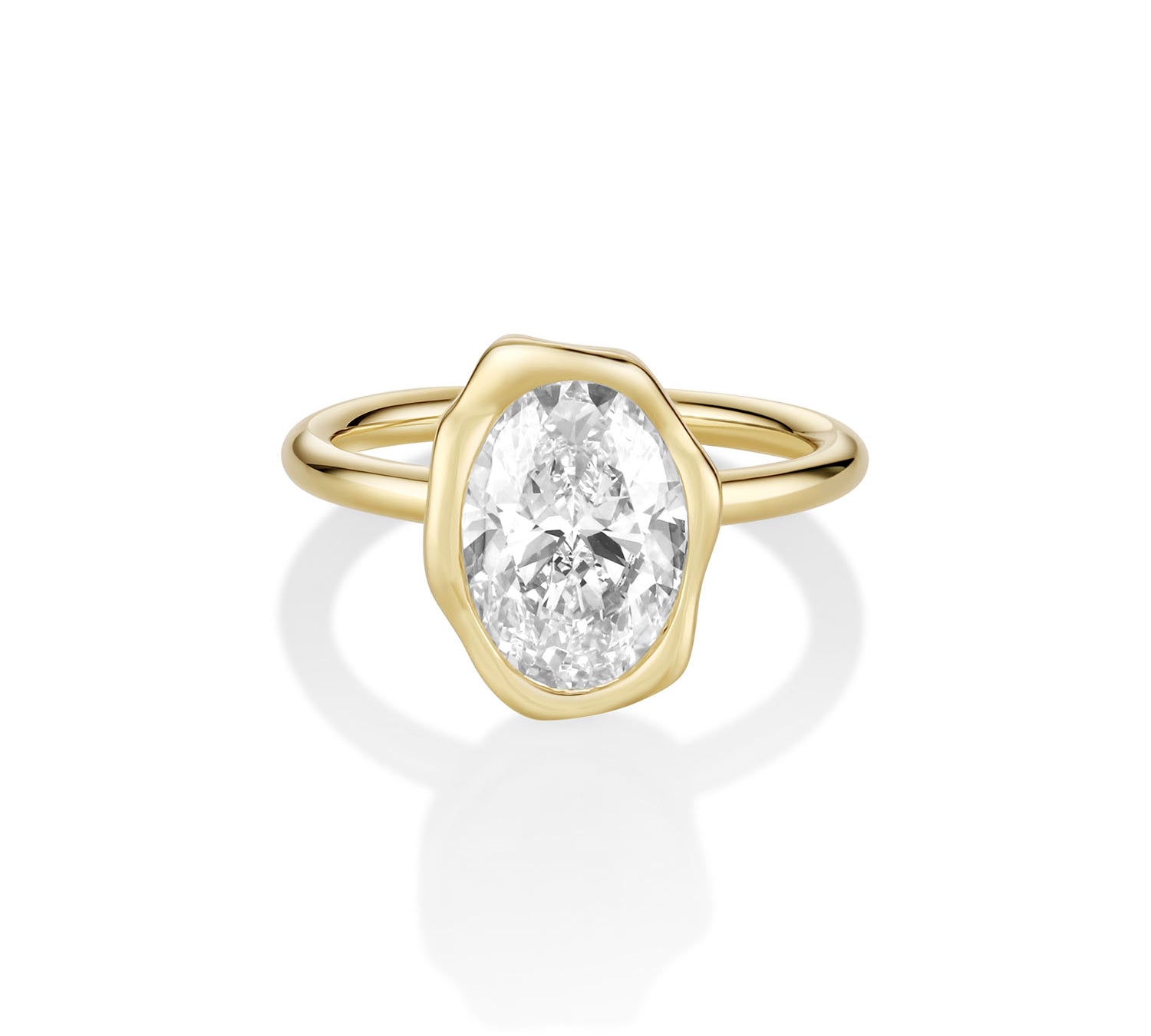 3.06ct Lab-Created Oval Diamond Abstract Bezel Engagement Ring