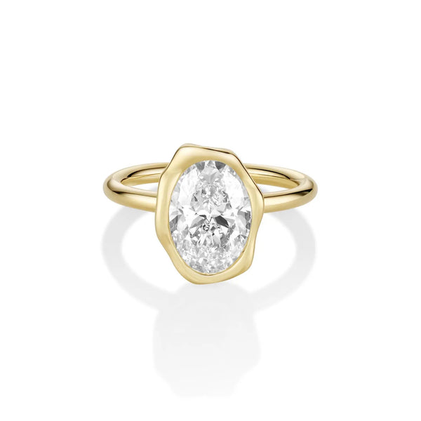 3.06ct Lab-Created Oval Diamond Abstract Bezel Engagement Ring