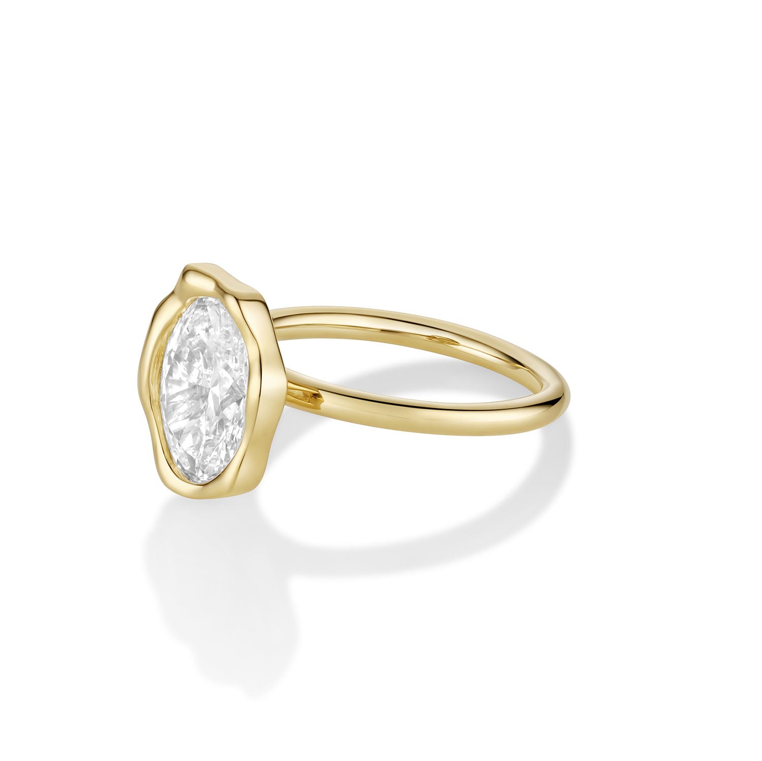 3.06ct Lab-Created Oval Diamond Abstract Bezel Engagement Ring
