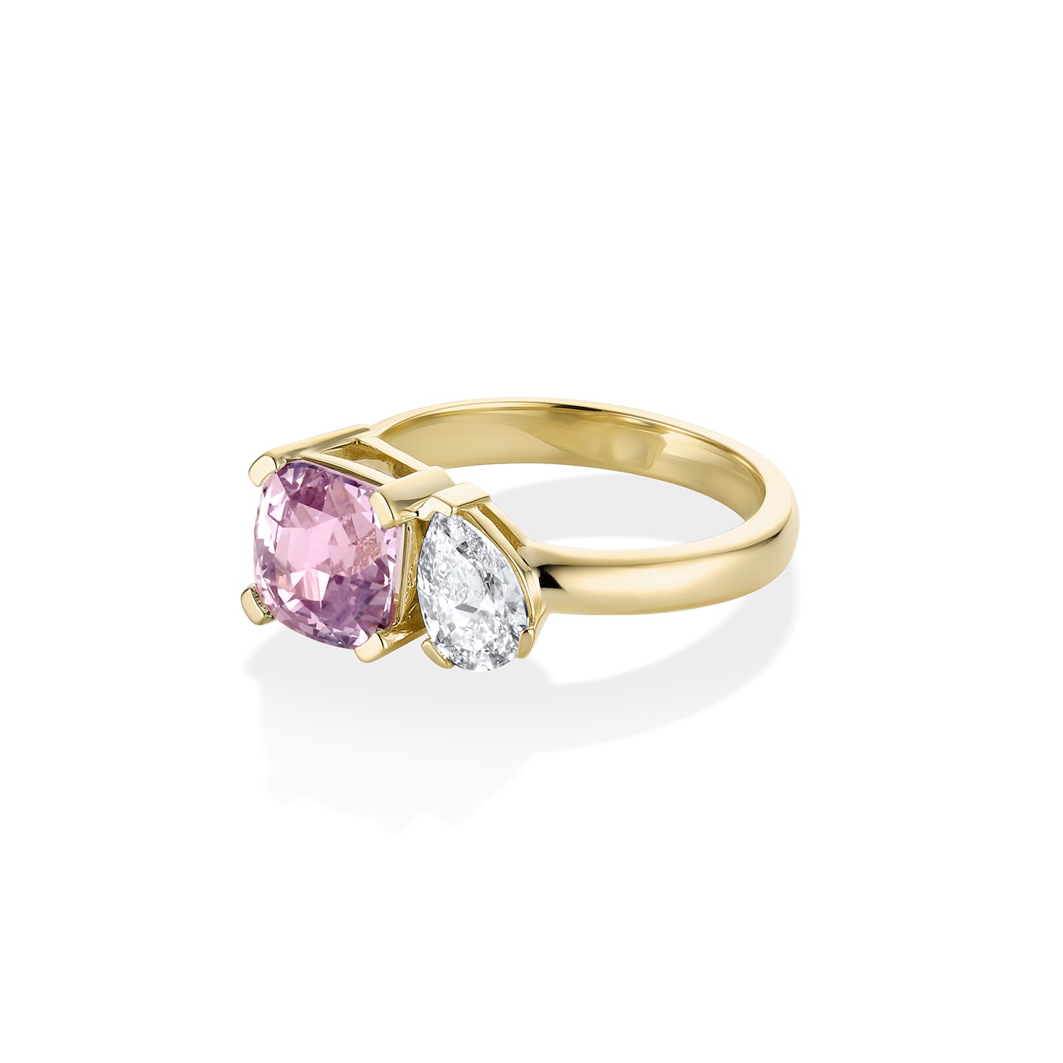 3.06ct Sapphire and 0.71ct Diamond Toi et Moi side view
