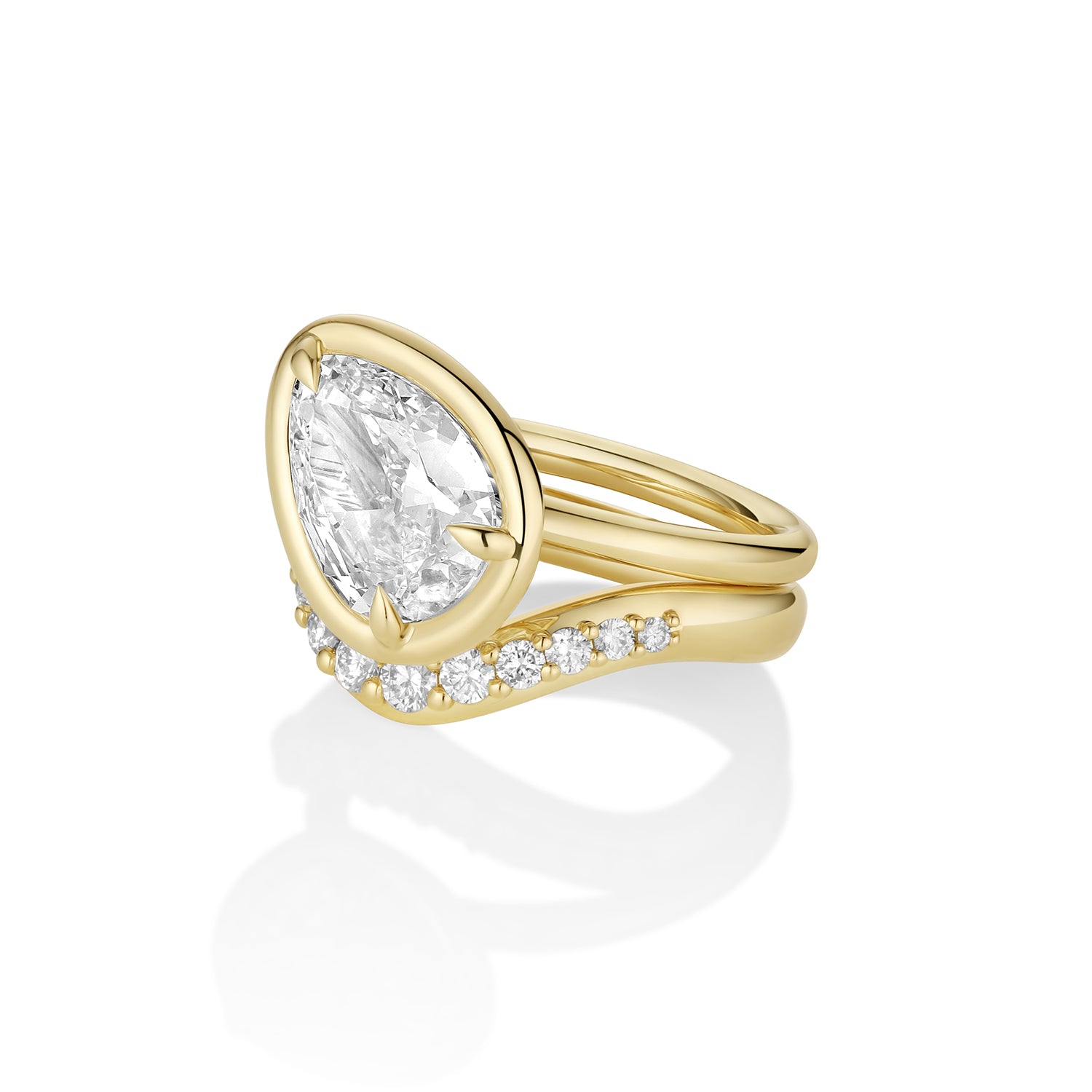3.10ct Old Cut Pear Paloma and Estelle [side view]