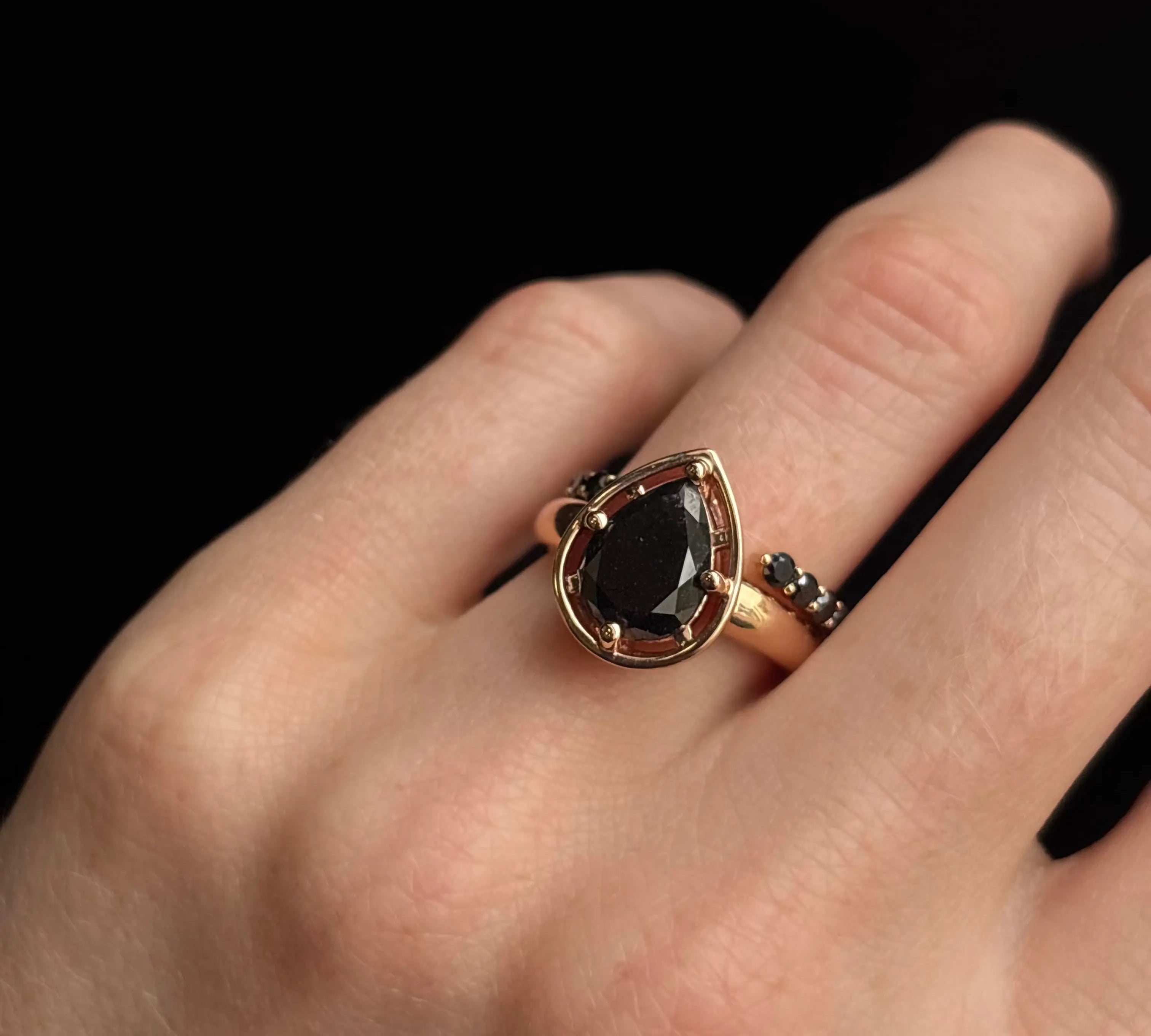 3.10ct Black Diamond Pear Georgia Ring - Marrow Fine [on hand]