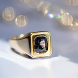 3.15ct Men's Spinel Signet Ring against purple background