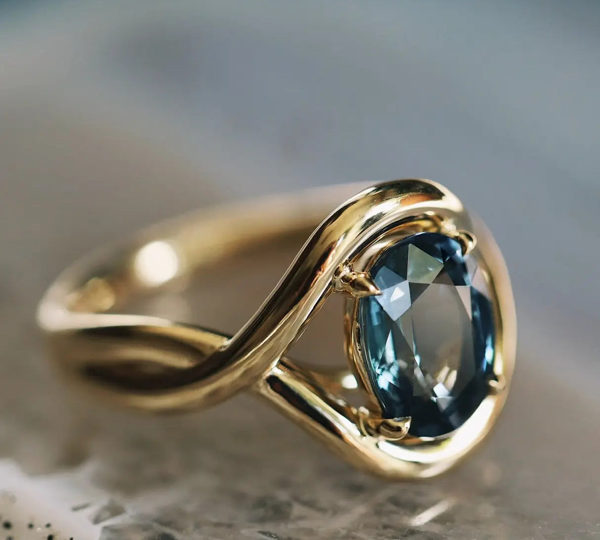 3.23ct Light Blue Sapphire Marrow x Sammi Florence Ring flat lay