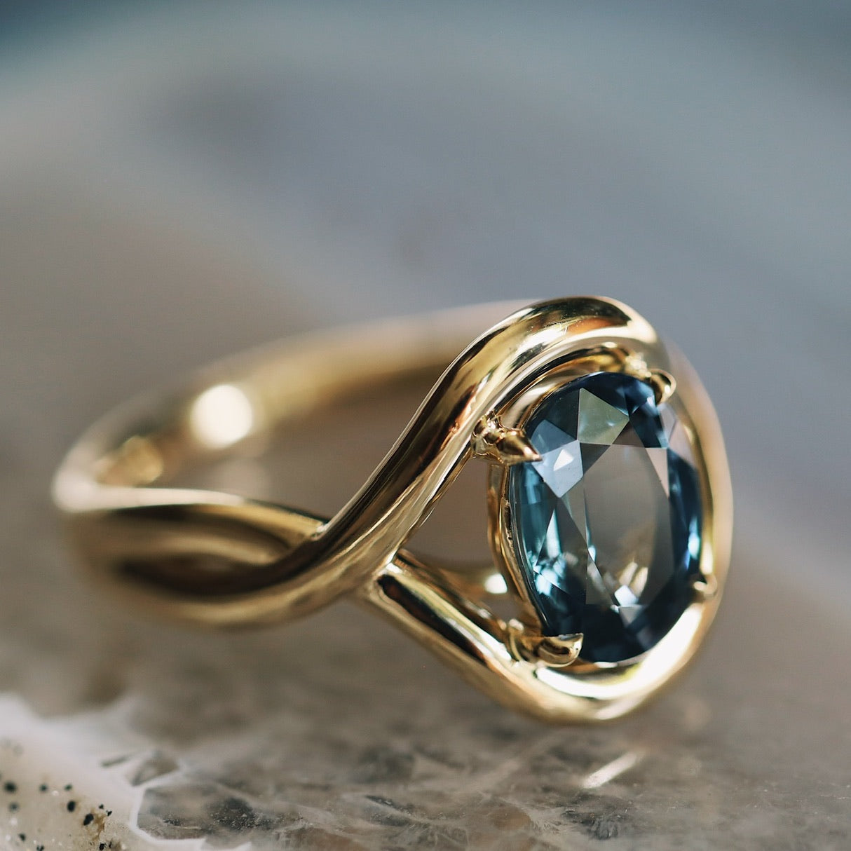 3.23ct Light Blue Sapphire Marrow x Sammi Florence Ring flat lay