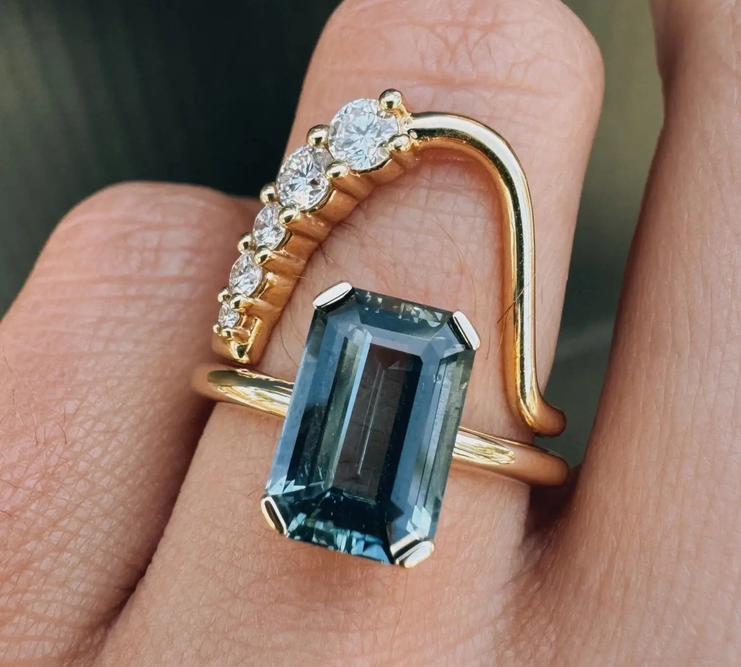 3.42ct Sapphire Emerald Cut Ring Marrow Fine