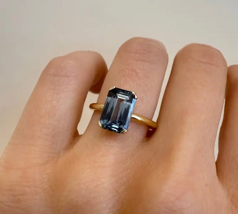 3.42ct Sapphire Emerald Cut Ring [on hand]