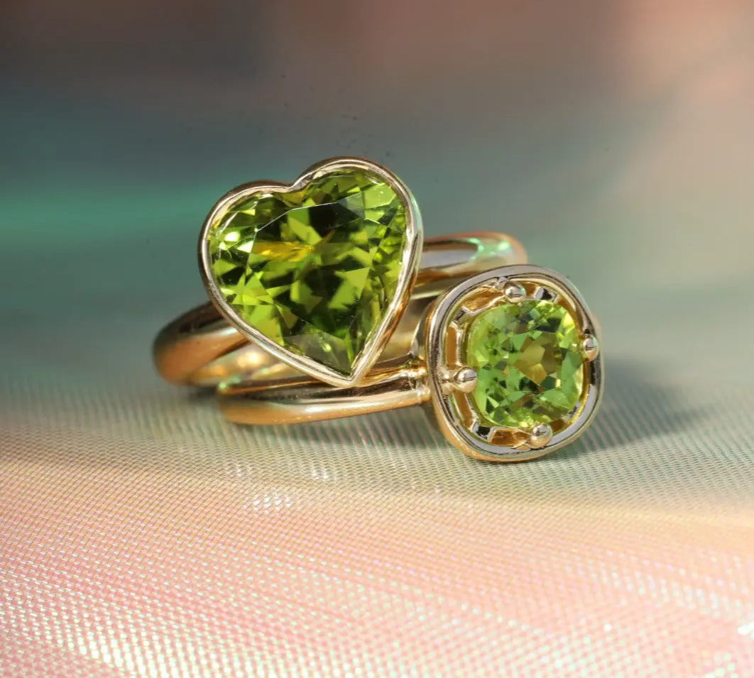 3.44ct Peridot Bezel Heart Ring