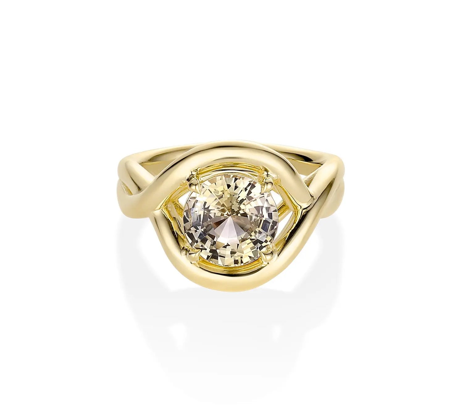 3.51ct Round Greenish-Yellow Sapphire Florence Ring [Yellow gold]