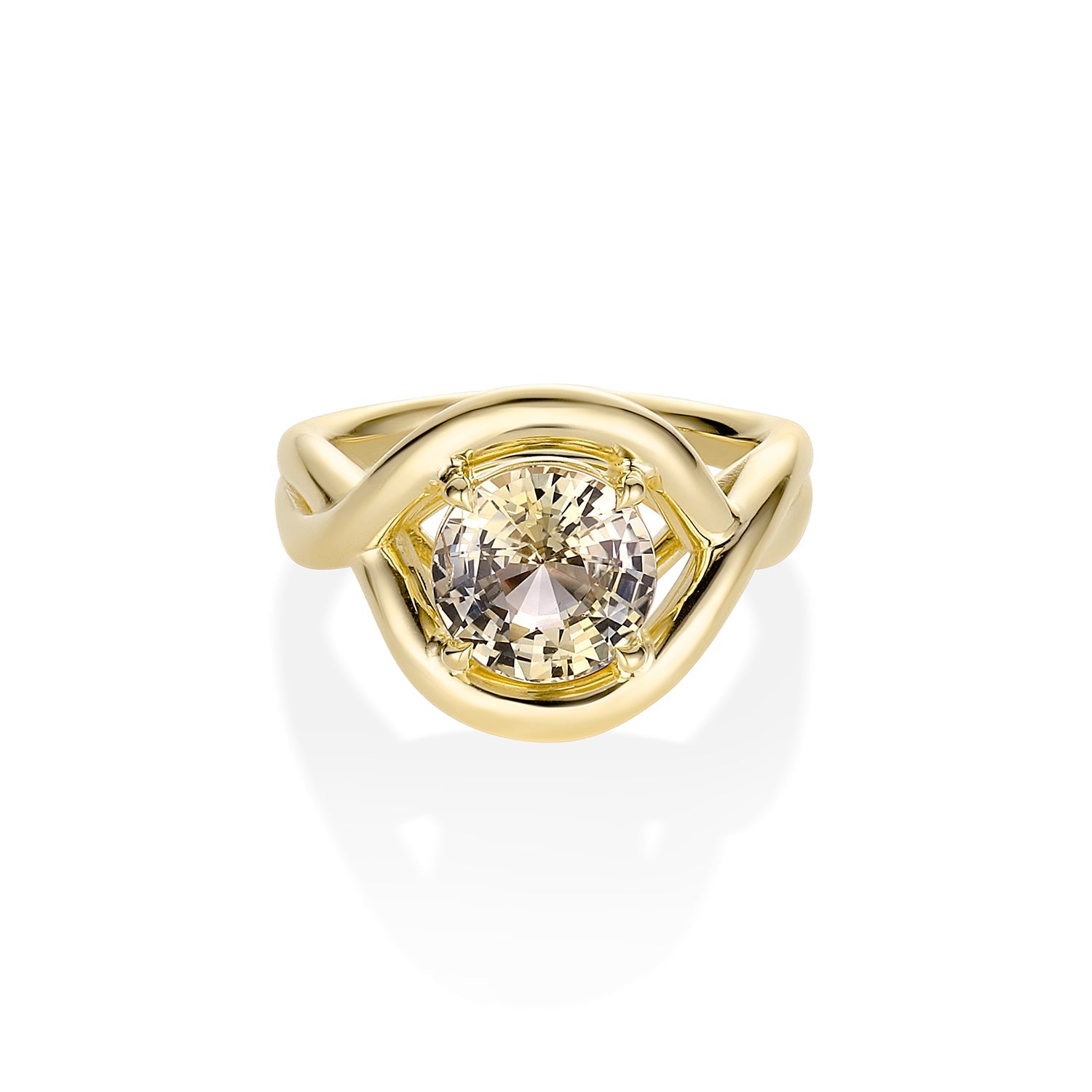 3.51ct Round Greenish-Yellow Sapphire Florence Ring [Yellow gold]