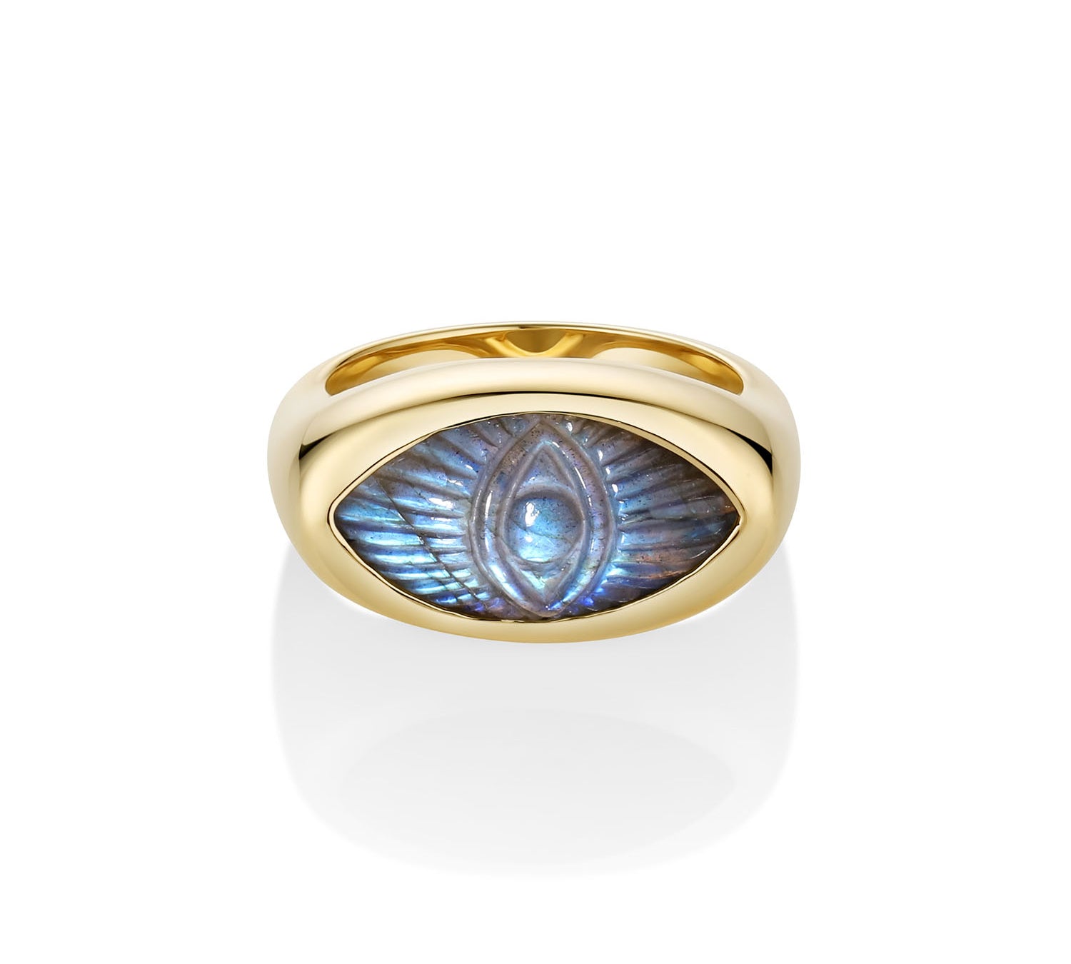 4.03ct Labradorite Evil Eye Carving Bombe Ring