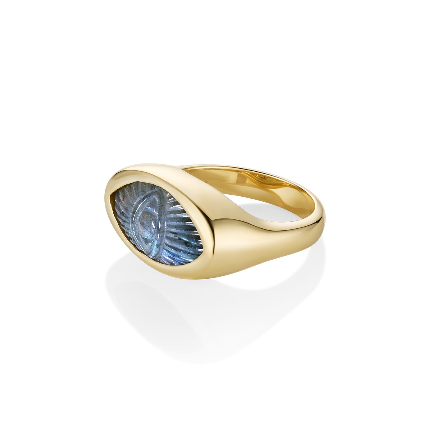 4.03ct Labradorite Evil Eye Carving Bombe Ring side view