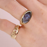 4.03ct Labradorite Evil Eye Carving Bombe Ring