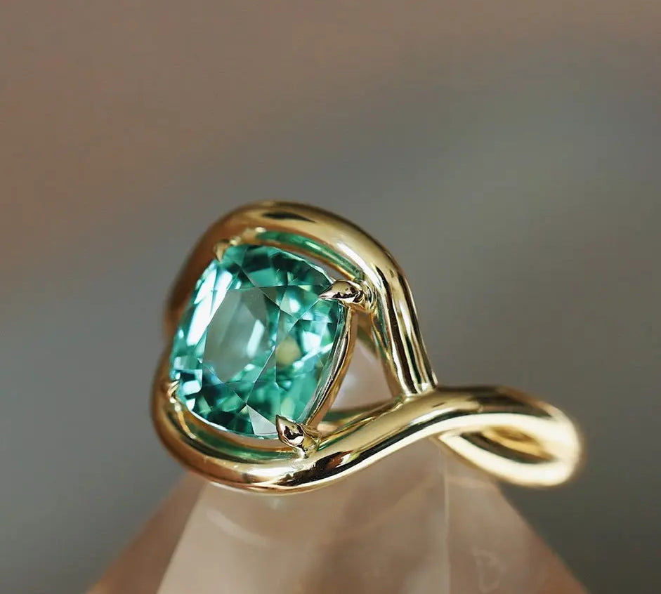 4.13ct Green Tourmaline Marrow x Sammi Florence Ring flat lay
