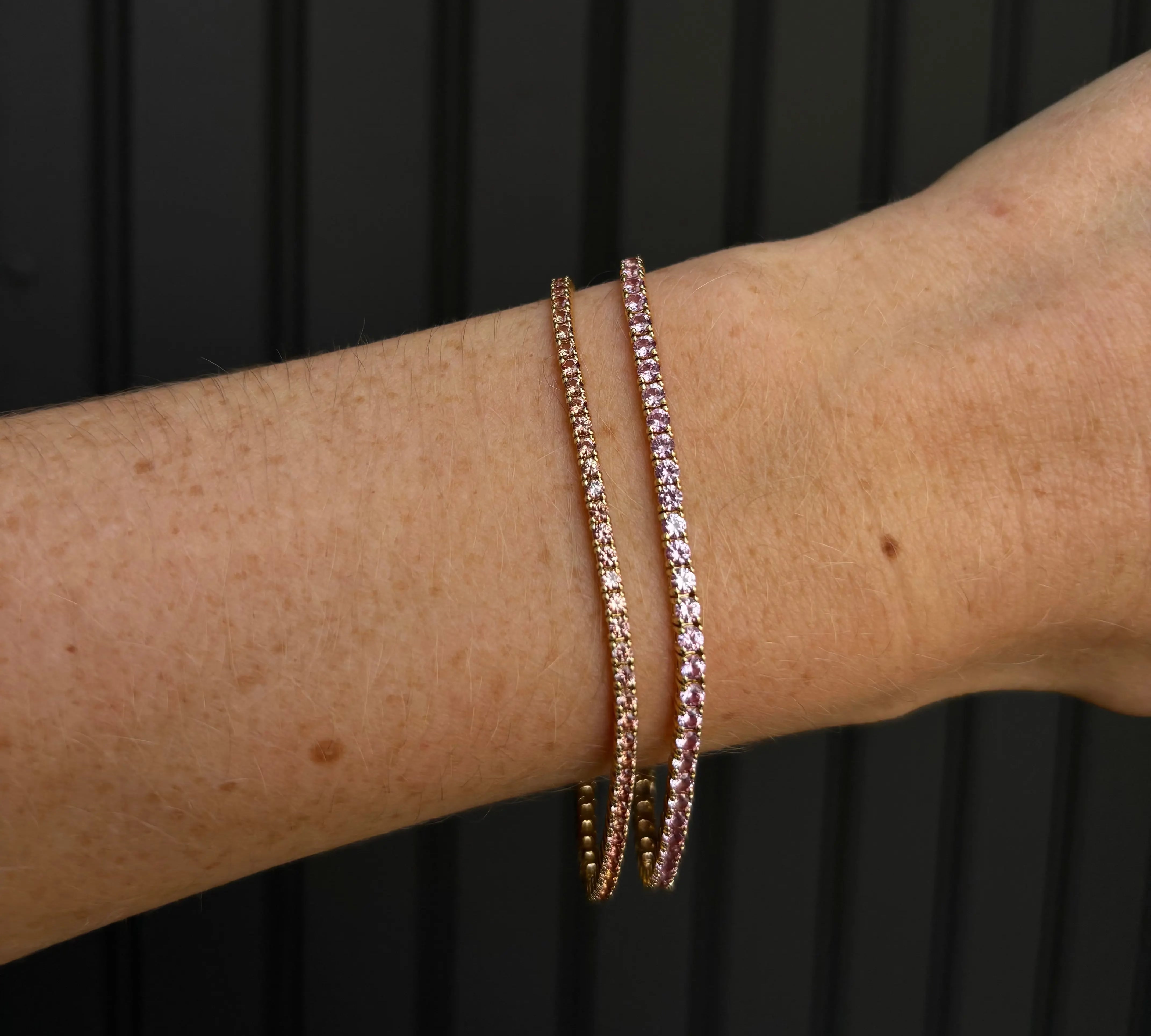 4.40ct Pink Sapphire Tennis Bracelet [on wrist]