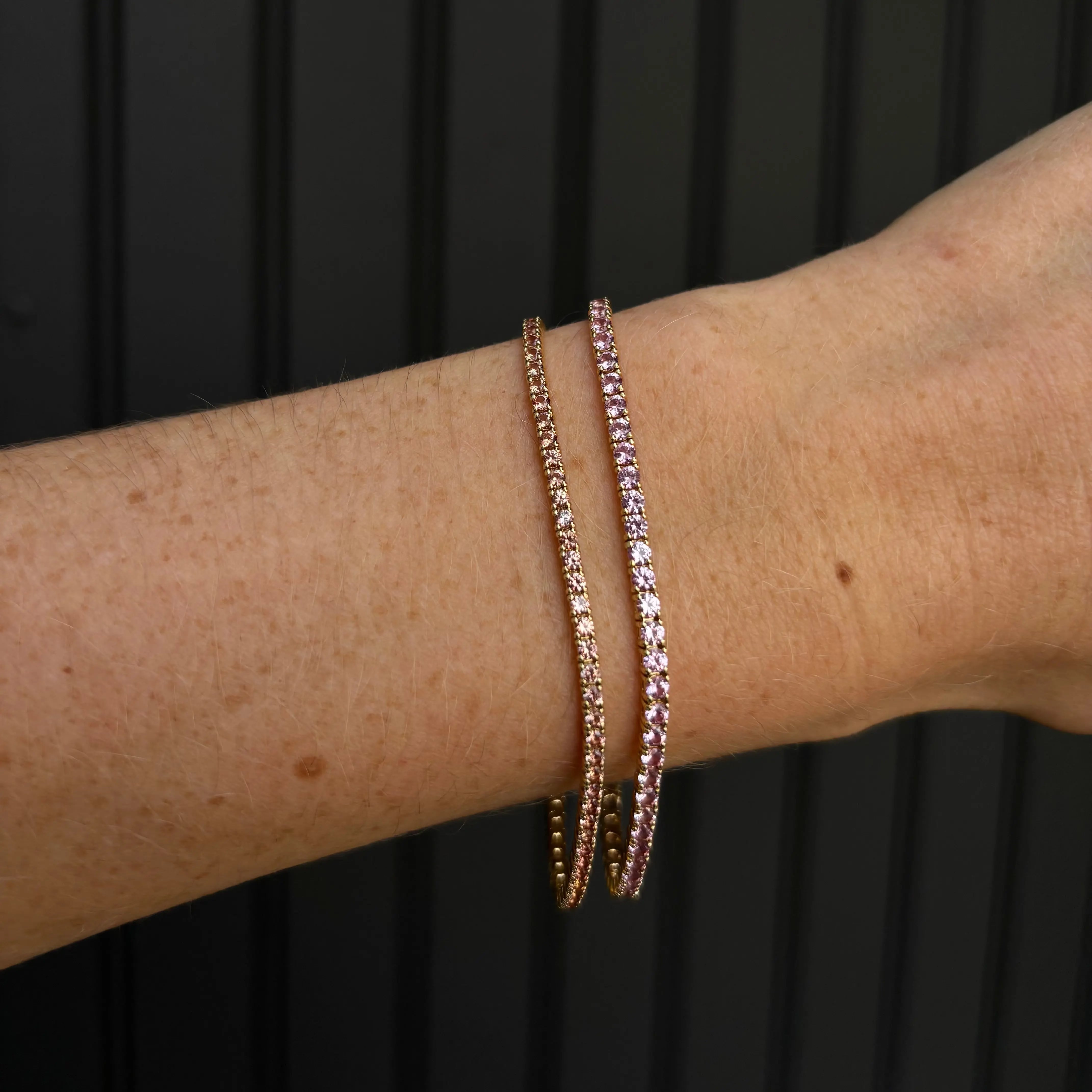 4.40ct Pink Sapphire Tennis Bracelet [on wrist]