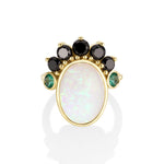4.45ct Australian Opal and 0.23ctw Emerald Mary Ring