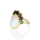 4.45ct Australian Opal and 0.23ctw Emerald Mary Ring side view