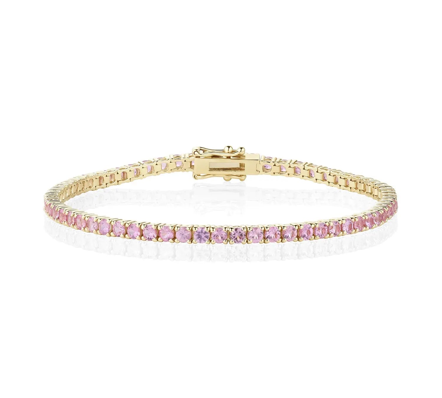 4.87tcw Light Pink Sapphire Tennis Bracelet [flatlay]