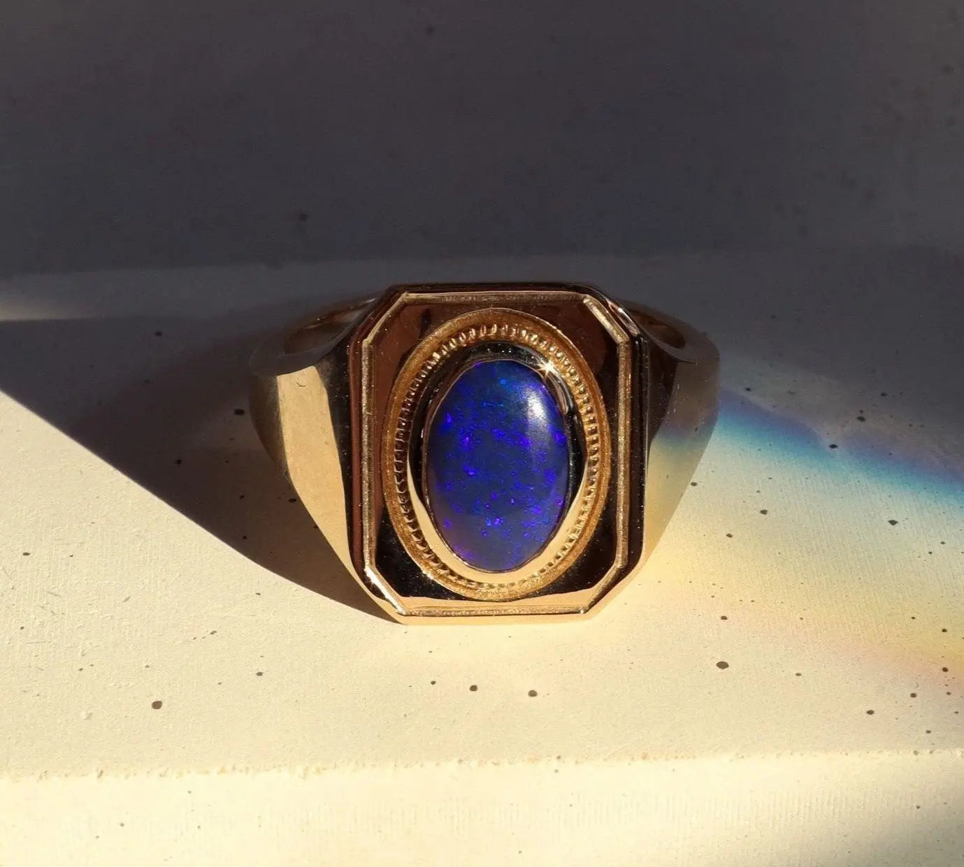 1.53ct Black Opal Signet Ring - Marrow Fine