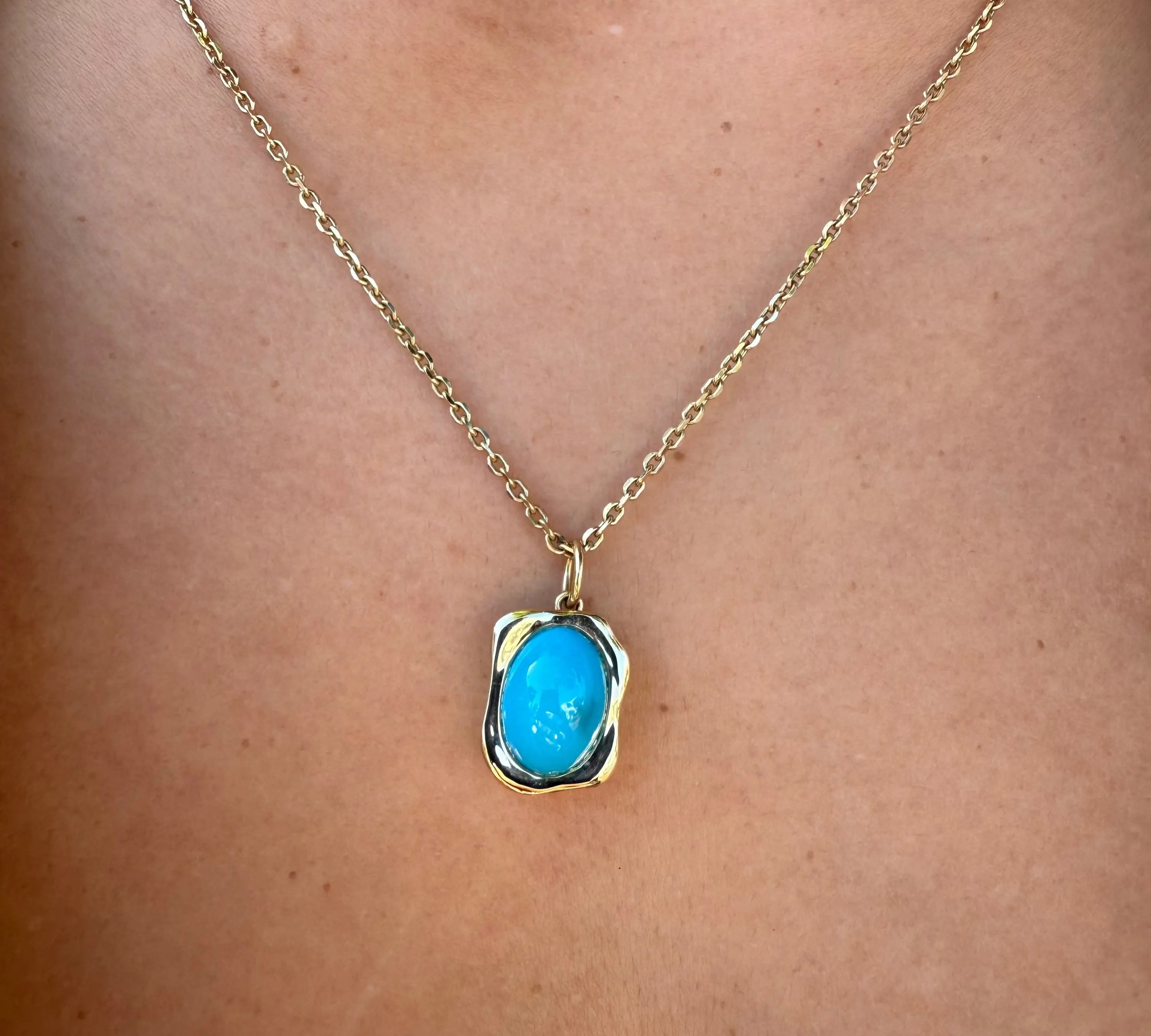 5.69ct Abstract Turquoise Bezel Pendant