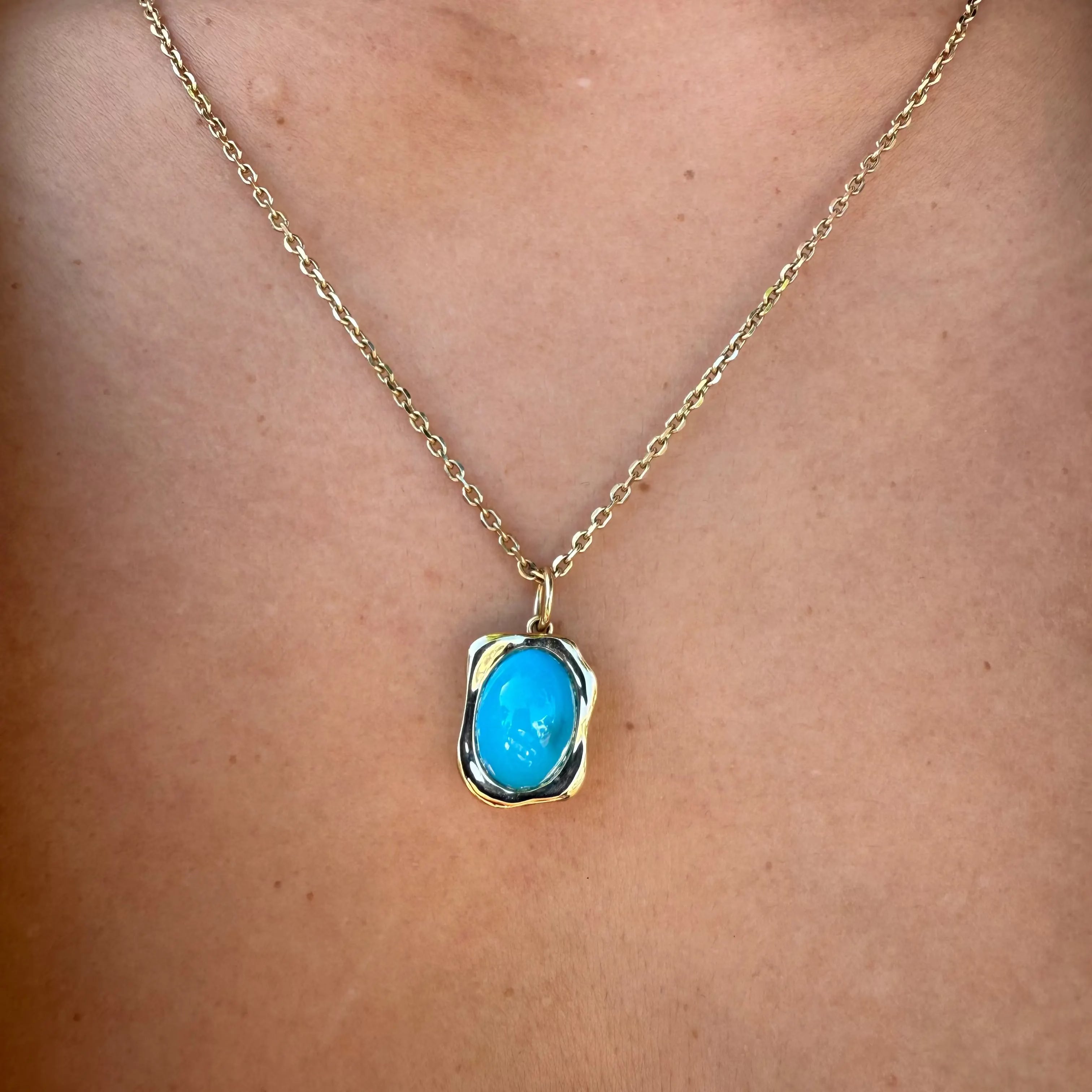 5.69ct Abstract Turquoise Bezel Pendant