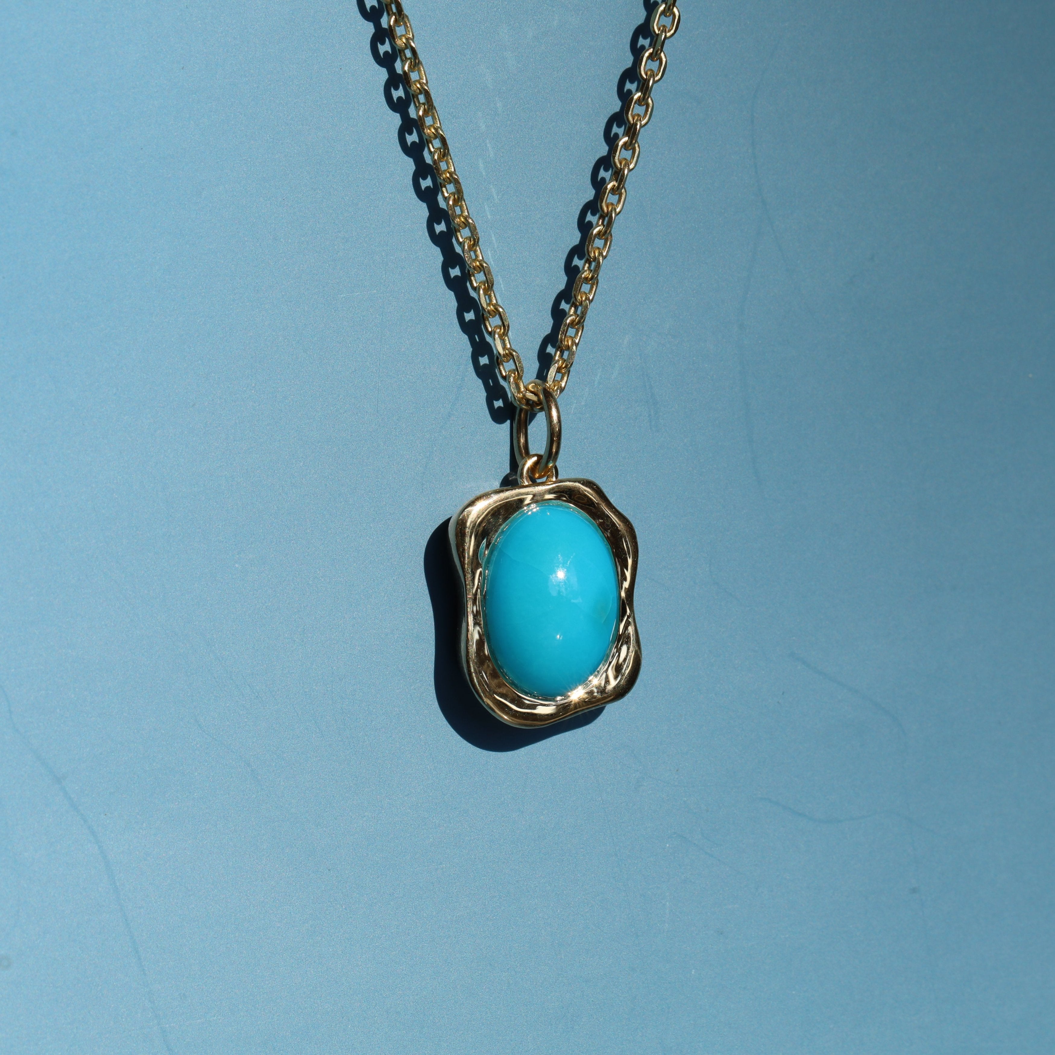 5.69ct Abstract Turquoise Bezel Pendant