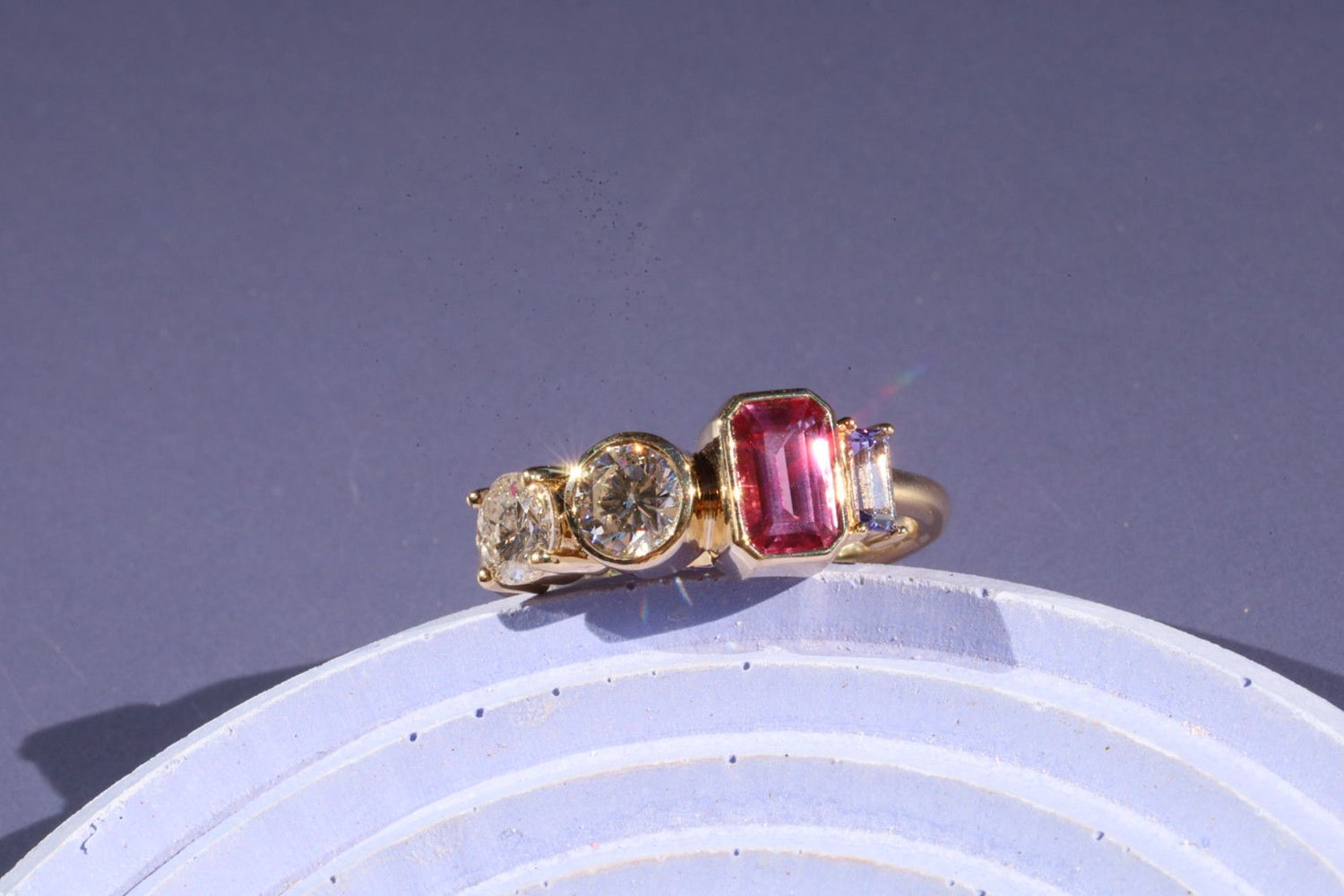 Image of a linear custom rework ring.