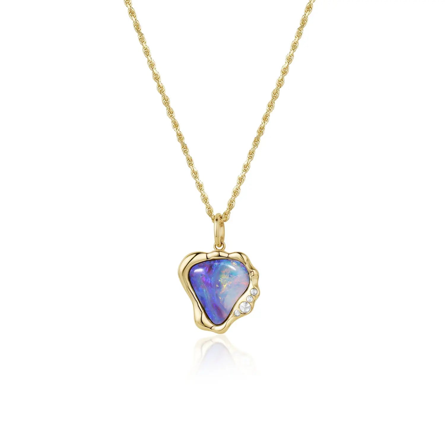 6.08ct Boulder Opal and Rose Cut Diamond Pendant
