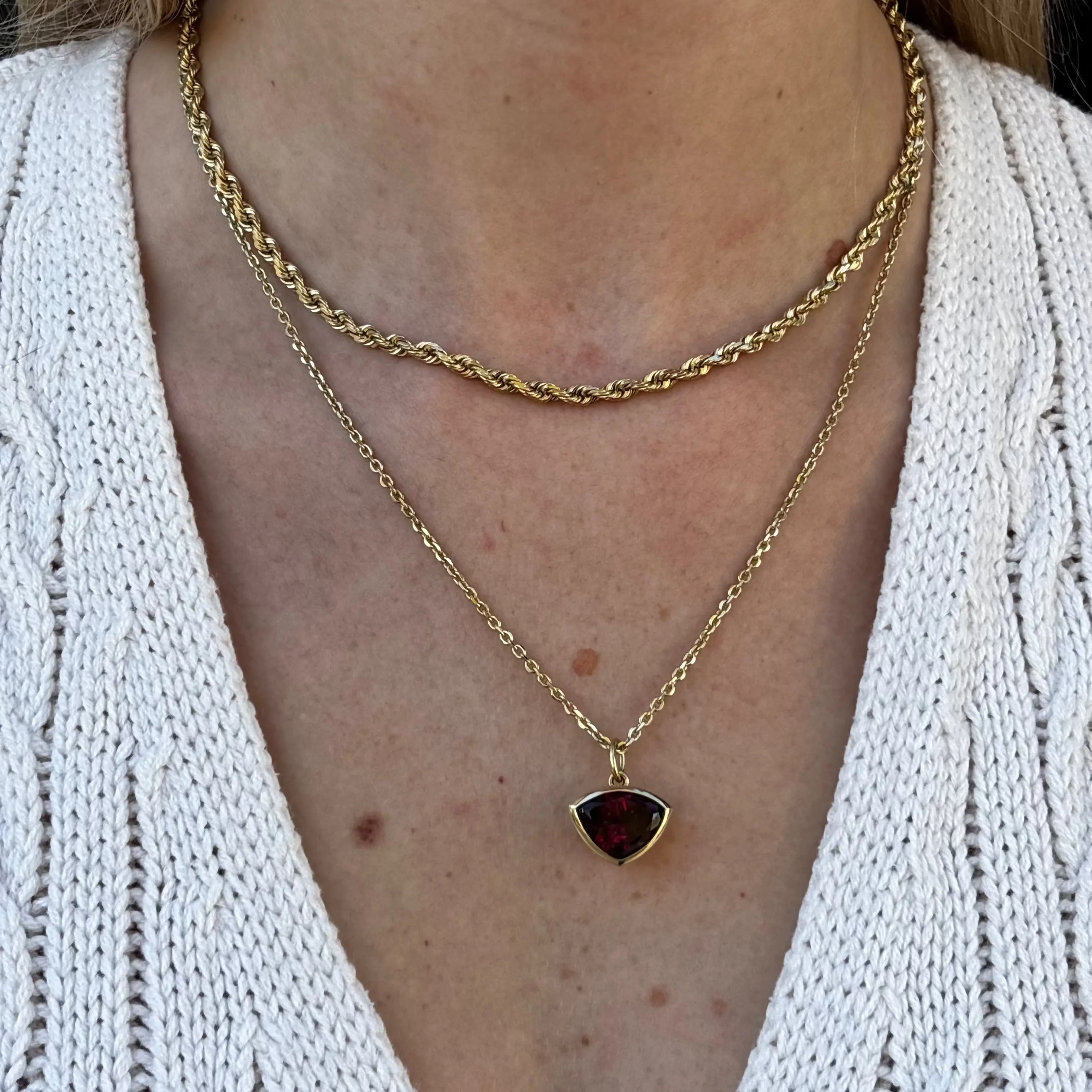 6.13ct Raja Garnet Pendant [on neck]