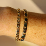 Close up of 2.24tcw Green Sapphire Everyday Cuff on wrist