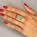 6.97ct Aquamarine In-Orbit Ring on hand