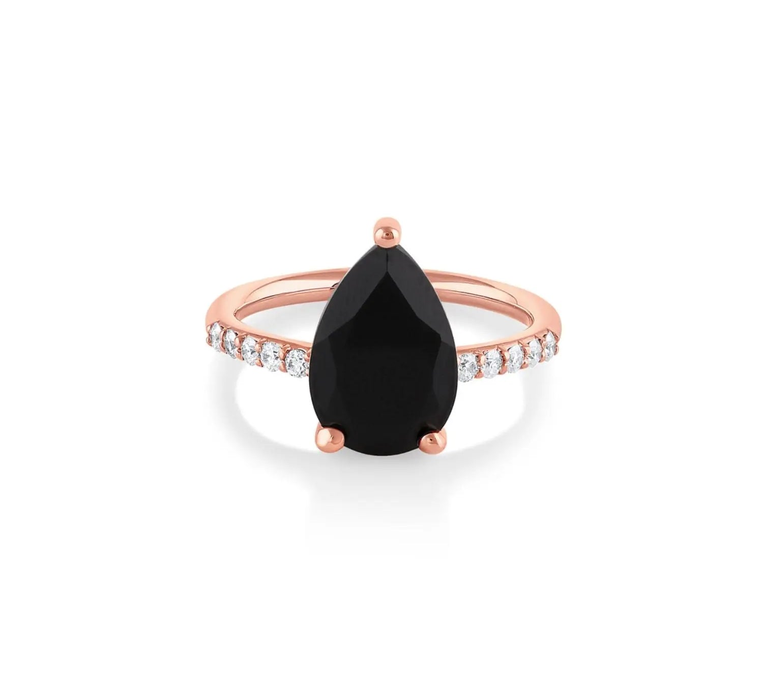 Marrow Fine Jewelry Sweet Melissa Pear Black Onyx Ring [Rose Gold]