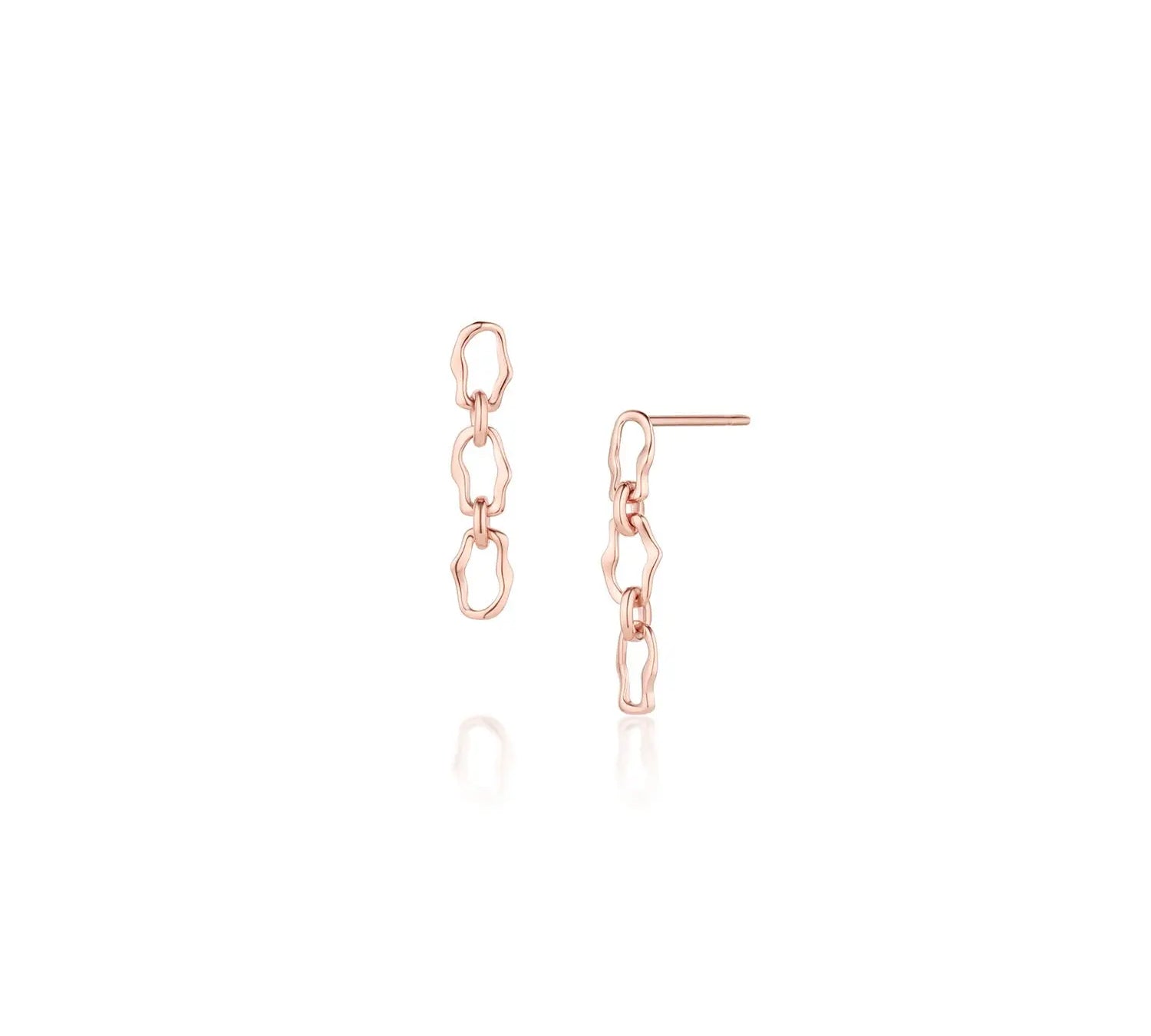 6mm Sculpted Link Gold Earrings [Rose Gold]