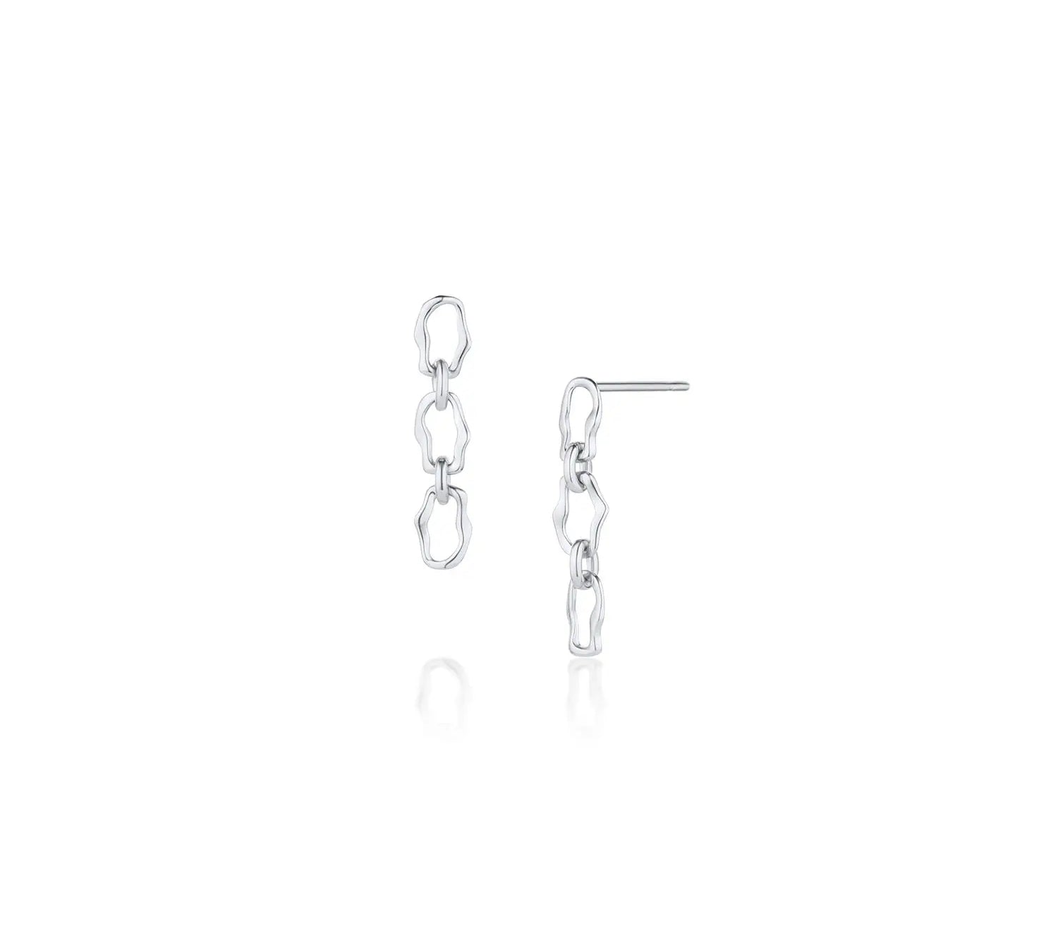 6mm Sculpted Link Gold Earrings [White Gold]