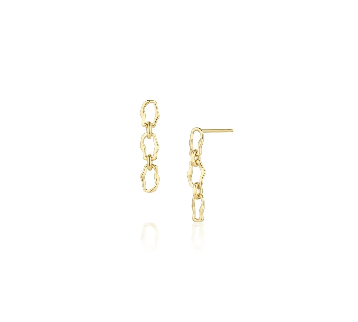 6mm Sculpted Link Gold Earrings [Yellow Gold]