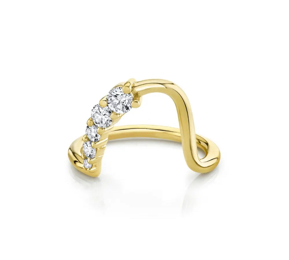 Marrow Fine Jewelry White Diamond Wave Wedding And Stacking Band [Yellow Gold]
