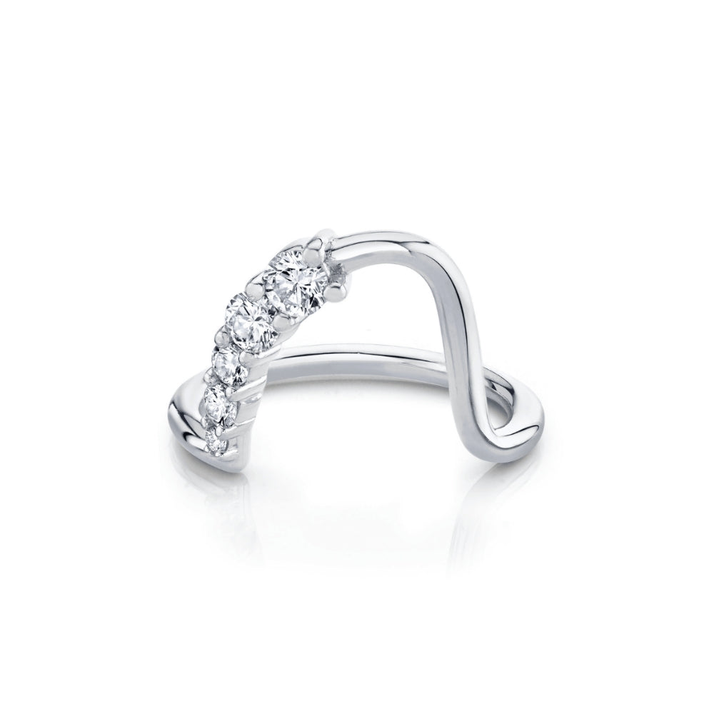 Marrow Fine Jewelry White Diamond Wave Wedding And Stacking Band [White Gold]